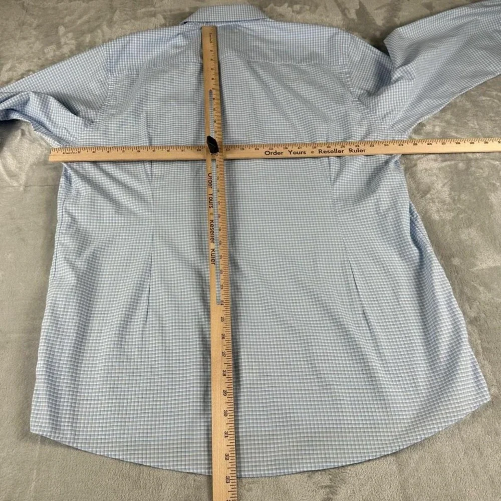 Eton Dress Shirt Men XXL 18 46 Blue White Micro Check Cotton Contemporary York